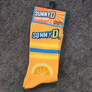 NEW SunnyD Crew Socks Fits Men Shoe Size 6-12 Orange Novelty Fun